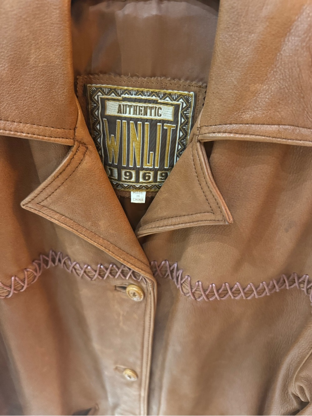 PRICE DROP: VTG, NW/OT,AUTHENTIC WINLET 1969, lined Cognac LAMBSKIN LEATHER JT,S - Picture 3 of 8